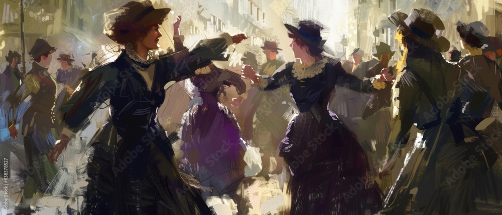 Suffragettes fighting for womens right to vote