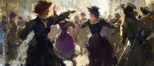 Obraz na płótnie Suffragettes fighting for womens right to vote w salonie