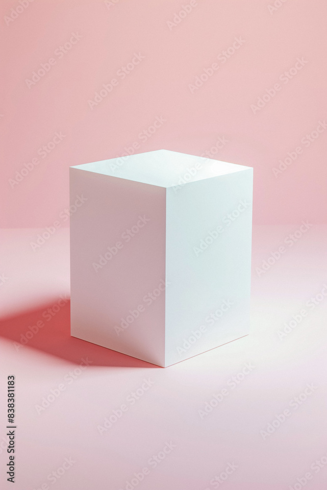 White 3D box on pink background White 3D box on pink background