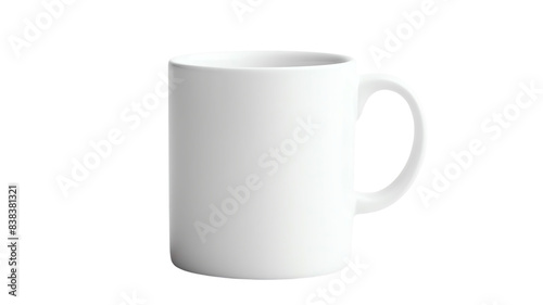Image of plain white ceramic mug handle, isolated transparent background, perfect branding mockups.