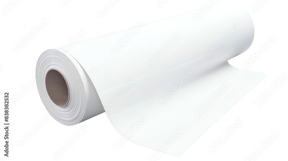 Rolled white paper isolated on white background, suitable for printing, drawing, or wrapping purposes. High-quality material for versatile usage. Rolled white paper isolated on white background, suitable for printing, drawing, or wrapping purposes. High-quality material for versatile usage.