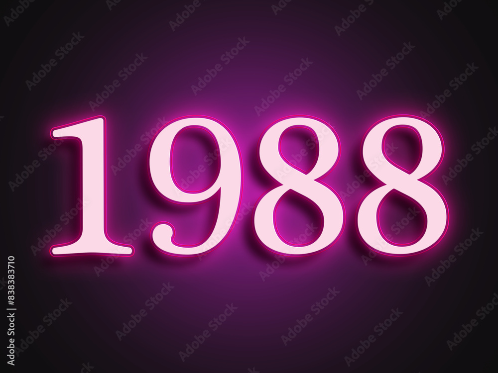 Pink glowing Neon light text effect of number 1988. Pink glowing Neon light text effect of number 1988.