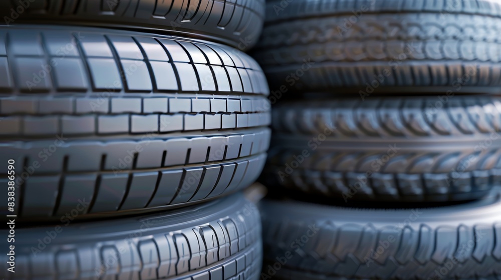 Stack of Car Tires in a Junkyard Generative AI Stack of Car Tires in a Junkyard Generative AI