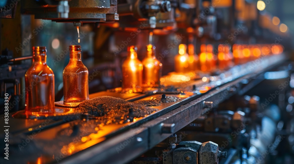 A bottle is being made in a factory A bottle is being made in a factory
