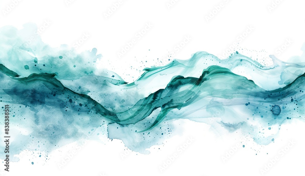 Blau grüne Wellen aus Wasserfarbe, Aquarell Blau grüne Wellen aus Wasserfarbe, Aquarell