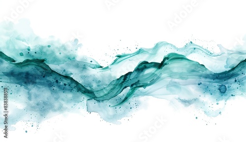 Blau grüne Wellen aus Wasserfarbe, Aquarell photo