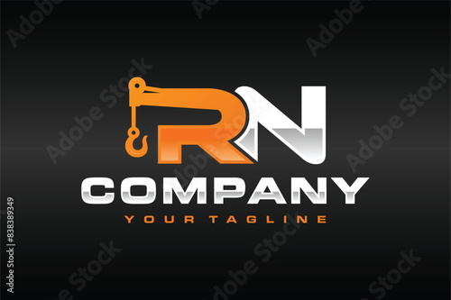 letter RN towing logo