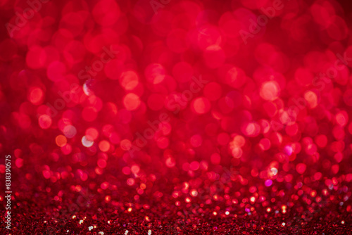 Blurred image red lights background defocused for festivals and celebrations.