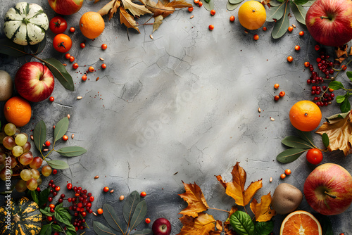 Culinary background with autumn ingredients. Copy space, frame photo