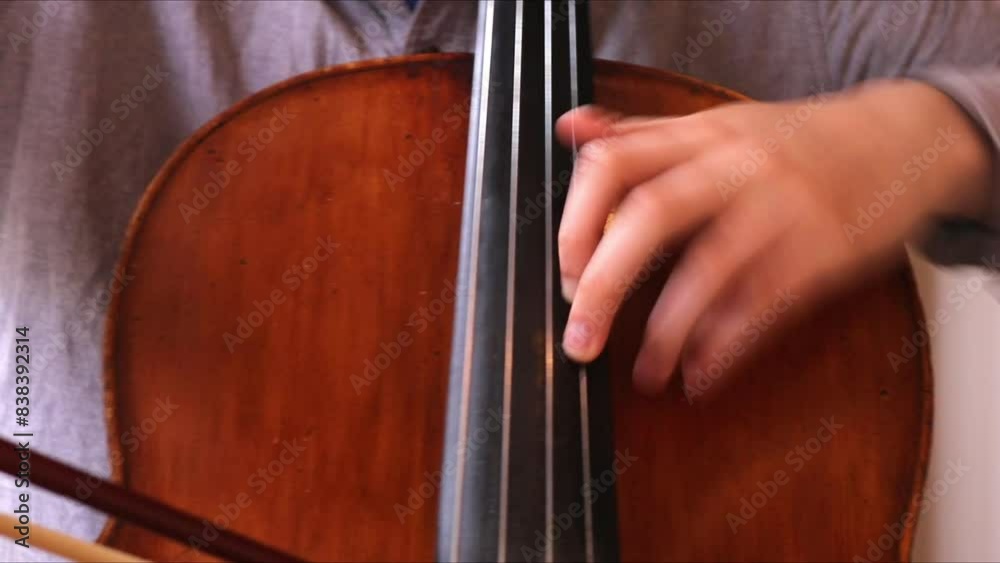 Person Musician Young Adult Playing Cello Hand Fingers Classical Music Close Up Person Musician Young Adult Playing Cello Hand Fingers Classical Music Close Up