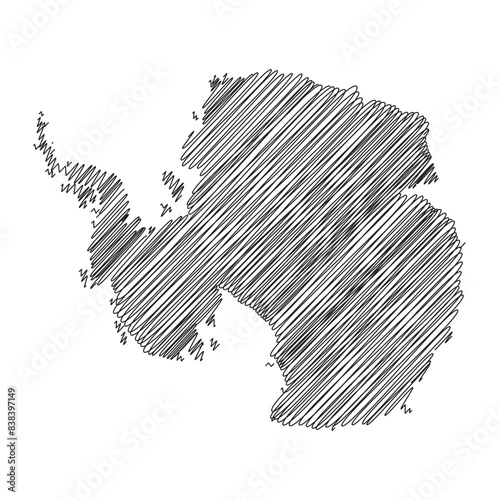 Antarctica continent thread map line vector illustration