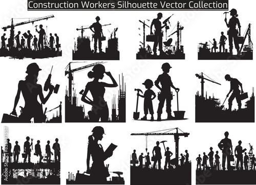 Construction worker silhouette vector