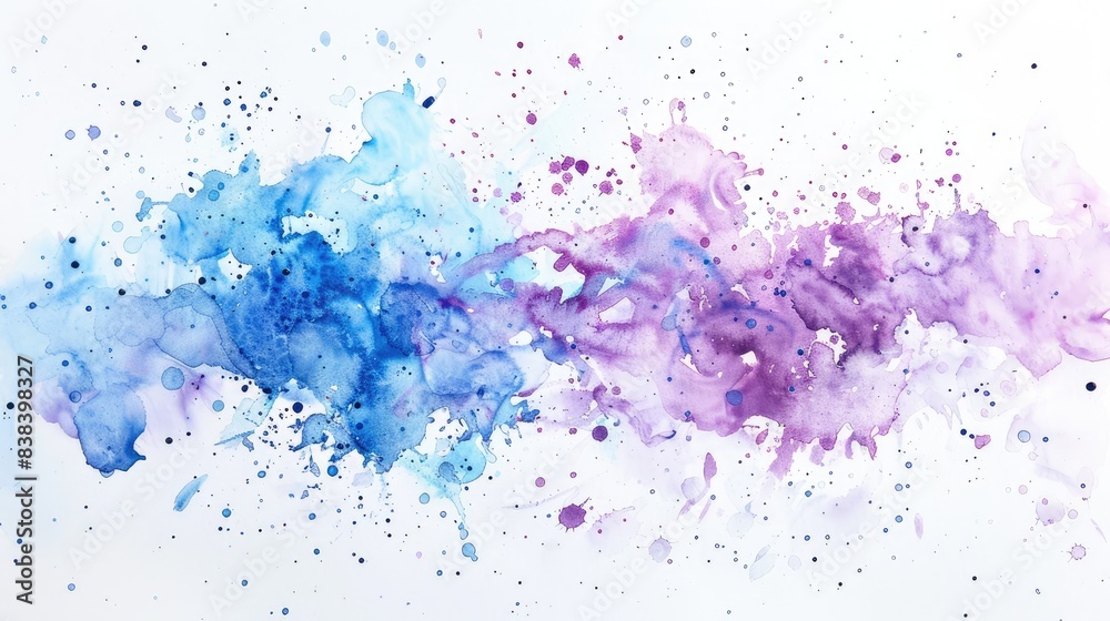 Bright watercolor blue-red stain drips. Abstract illustration on a white background. Banner for text, grunge element for decoration Bright watercolor blue-red stain drips. Abstract illustration on a white background. Banner for text, grunge element for decoration