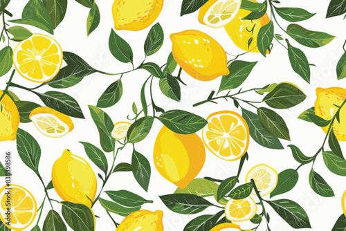 summer yellow lemon seamless pattern background design