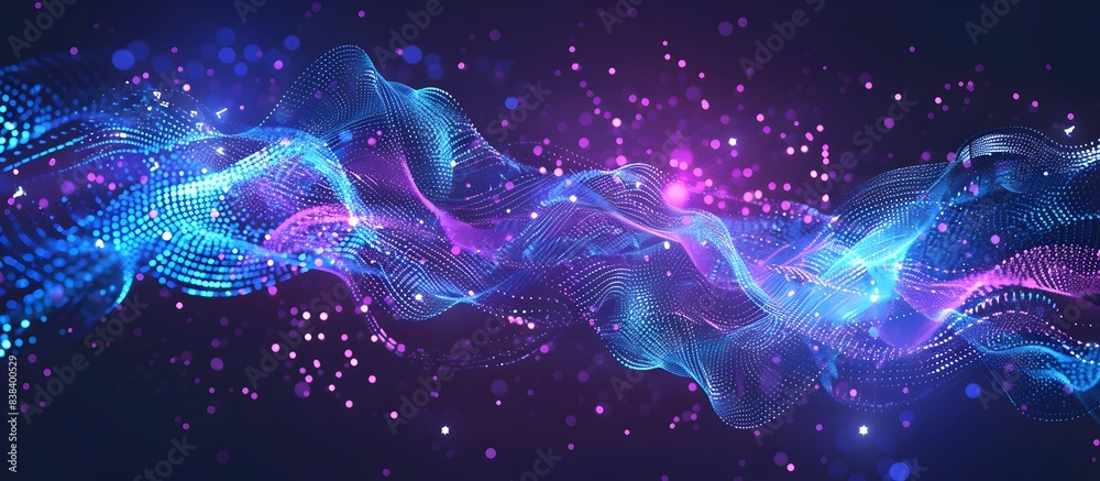 Vector illustration of digital data streams, in blue and purple colors, against a dark background, depicting a futuristic technology concept with lines, dots and waves
Vector illustration of digital data streams, in blue and purple colors, against a dark background, depicting a futuristic technology concept with lines, dots and waves