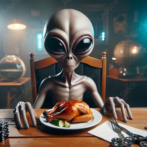 Alien  in einem Restaurant photo