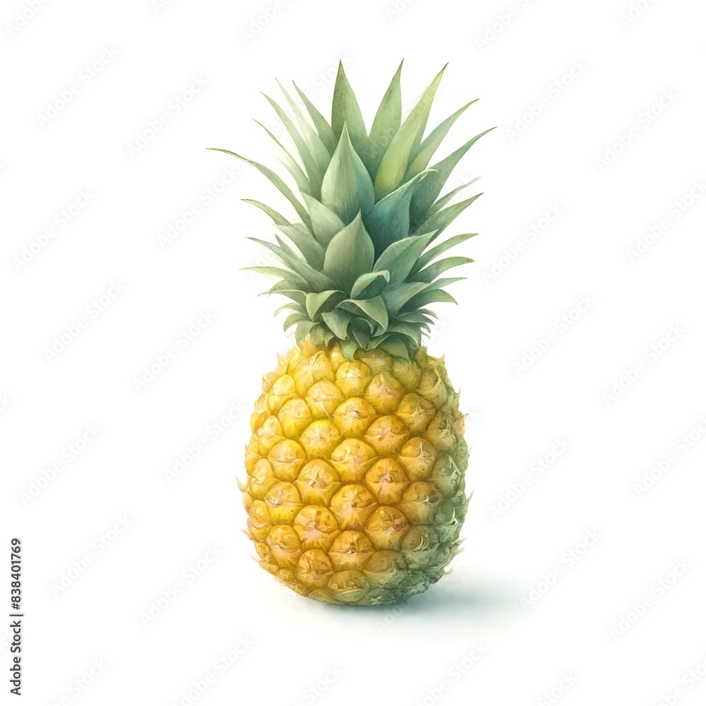 Watercolor Fruit Design, Tropical exoticPineapple Watercolor Fruit Design, Tropical exoticPineapple