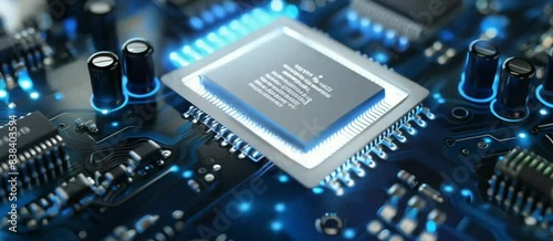 Close-Up Reveals Intricate Circuit Board with Advanced CPU and Fine Component Wiring Details