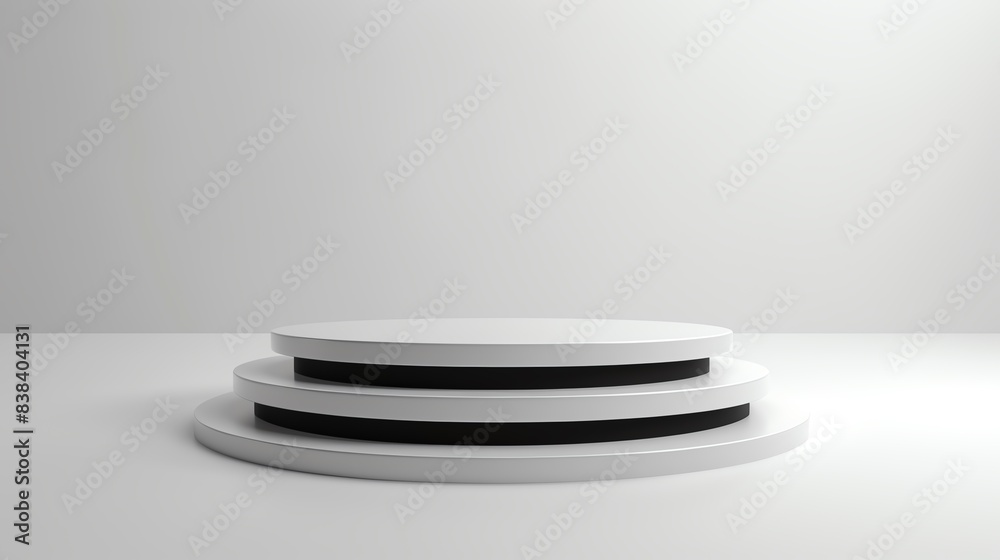 Minimalist three-step white podium isolated on white background. Ideal for product display, mockups, and presentations. Minimalist three-step white podium isolated on white background. Ideal for product display, mockups, and presentations.