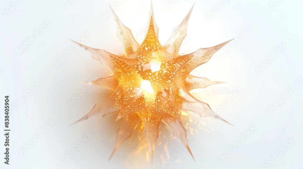 Digital abstract art depicting a golden starburst against a white background, showcasing geometric symmetry and glowing light. Digital abstract art depicting a golden starburst against a white background, showcasing geometric symmetry and glowing light.
