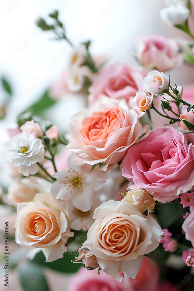 Cream Roses ,Bouquet of cream colored roses close up  , Floral artistic background ,Beautiful coral roses flowers in garden