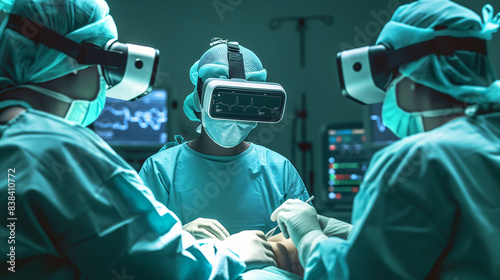 Doctors wearing VR glasses in operating room