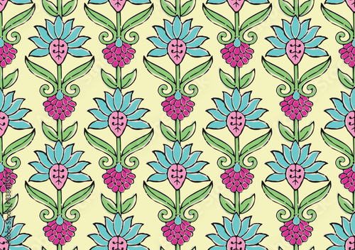 FLORAL OGEE SEAMLESS PATTERN JAIPUR PRINTS INDIAN PATTERN BOHEMIAN SEAMLESS PRINTS