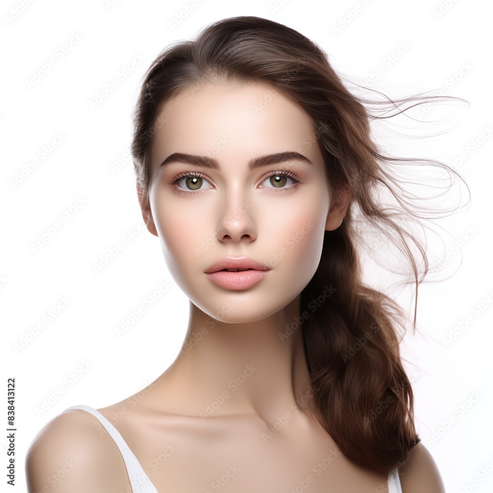 Portrait of a beautiful young woman bright skin on studio background Portrait of a beautiful young woman bright skin on studio background
