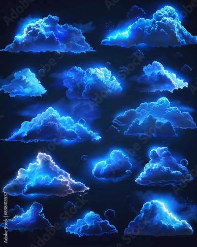 Big vector set of thirtysix white cloud  shapes photo