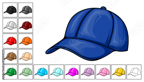 Hats in various color choices isolated on a white background with vector or EPS file formats that can be adjusted to suit your needs.