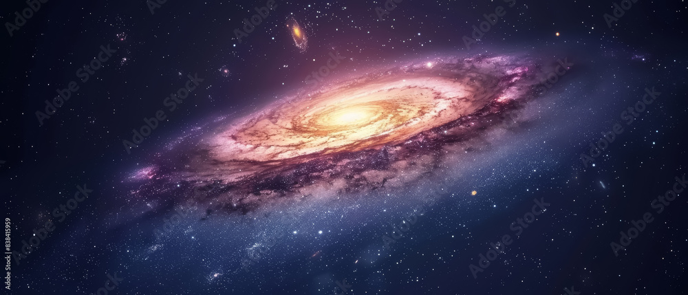 Obraz premium Spiral Galaxy with Bright Center and Outer Rings