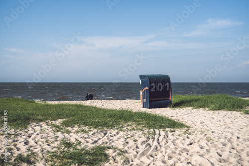 Naklejka Strandkorb, Strand Hooksiel, Wilhelmshaven, Juni 2024