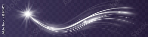 Light white wave shine effect,vector glow line sparkle shine. Silver wavy effects.	

