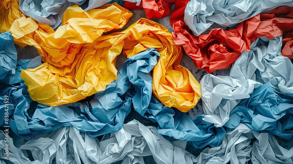 Colorful Crumpled Paper Balls on Textured Background. Eco-Friendly, recycling and sustainability concept. Generative ai Colorful Crumpled Paper Balls on Textured Background. Eco-Friendly, recycling and sustainability concept. Generative ai