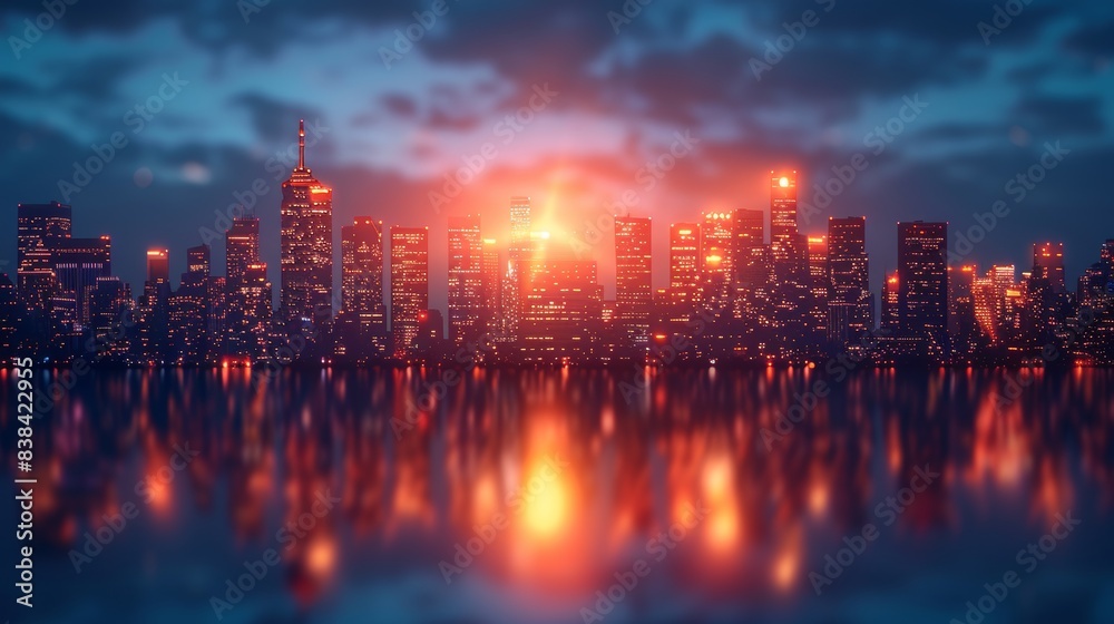 Naklejka premium Cityscape with Blurred Background Generative AI