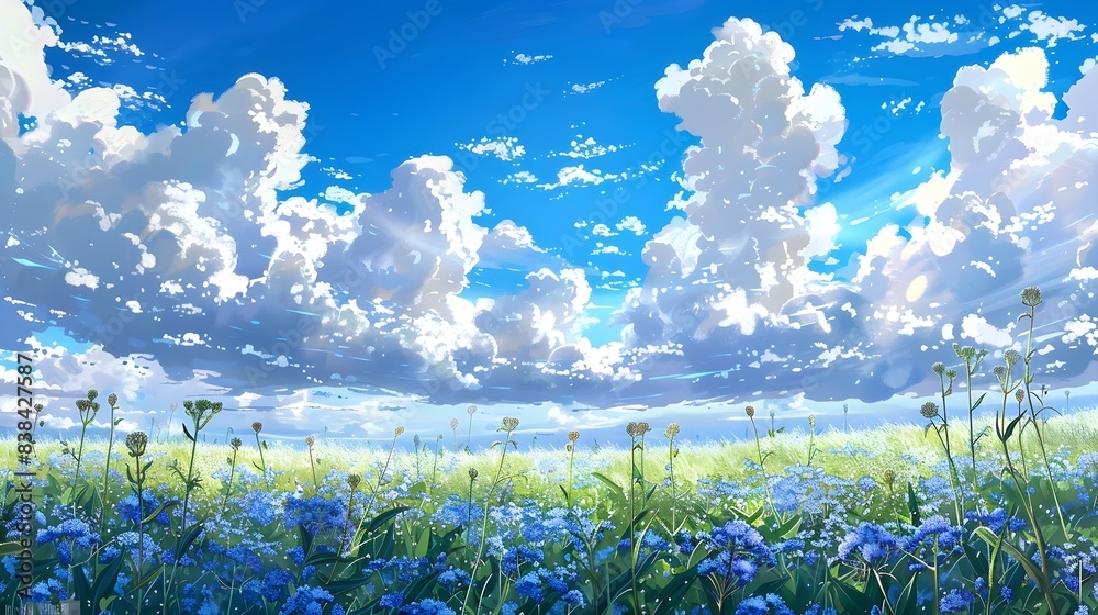 Breathtaking Scenic Landscape with Lush Green Meadow and Dramatic Cloudy Sky Breathtaking Scenic Landscape with Lush Green Meadow and Dramatic Cloudy Sky