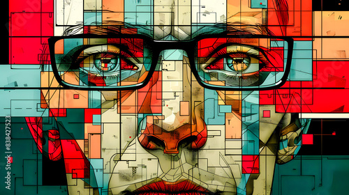 Abstract Contemporary Art A Vibrant and Dynamic Composition Featuring Bold Geometric Shapes and Rich Colors, Perfectly Capturing Modern Artistic Expression and Creativity for an Eye-Catching Visual