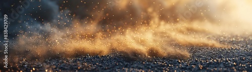 cloud of sand dust on the ground in a realistic simulation photo