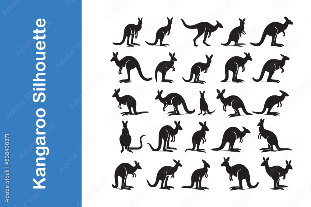 Kangaroo silhouette set with vector collections. Kangaroo silhouette set with vector collections.