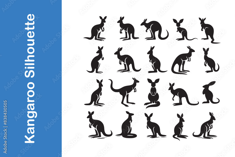 Kangaroo silhouette set with vector collections. Kangaroo silhouette set with vector collections.