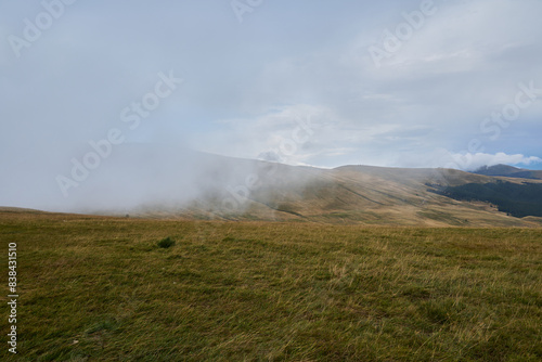 The fog that settles over the road at height on the Transalpina