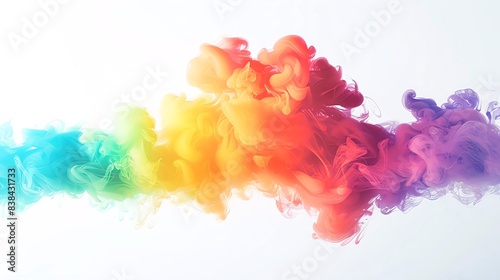 Neon Glow Rainbow smoke, negative space, isolated on black background, advertising photoshoot, pride month LGBTQIA theme