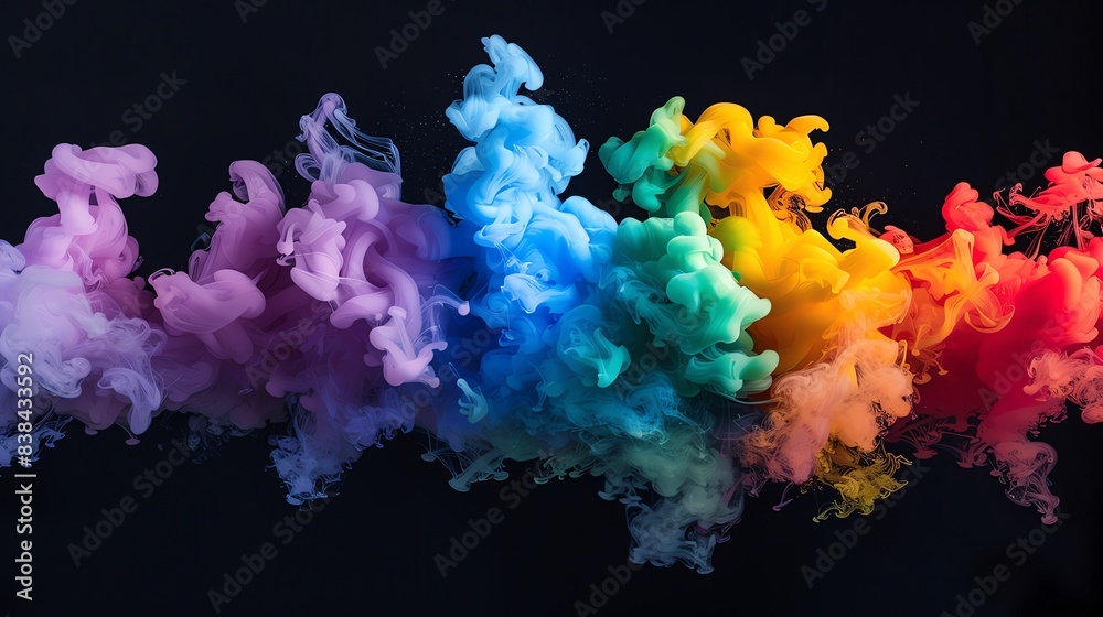 Contrived Chaos Rainbow smoke, negative space, isolated on black background, advertising photoshoot, pride month LGBTQIA theme Contrived Chaos Rainbow smoke, negative space, isolated on black background, advertising photoshoot, pride month LGBTQIA theme