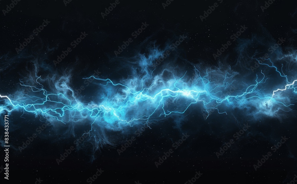 A lightning bolt on black background, light blue lightning bolts on dark background A lightning bolt on black background, light blue lightning bolts on dark background