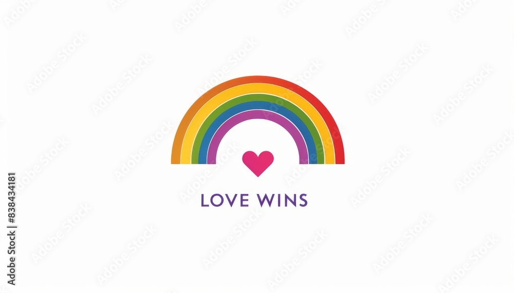A minimalist rainbow logo featuring the words A minimalist rainbow logo featuring the words