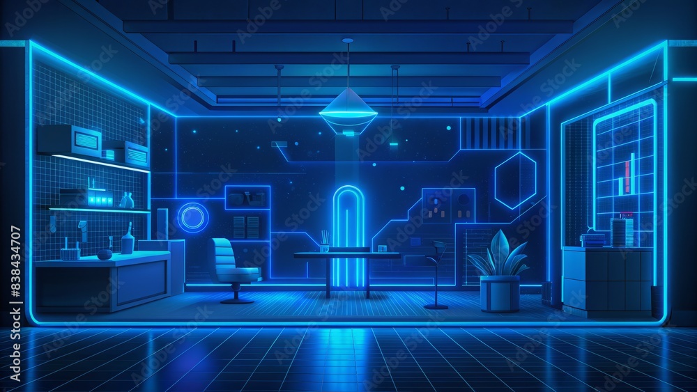 Sci-fi futuristic home interior. Sci-fi futuristic home interior.