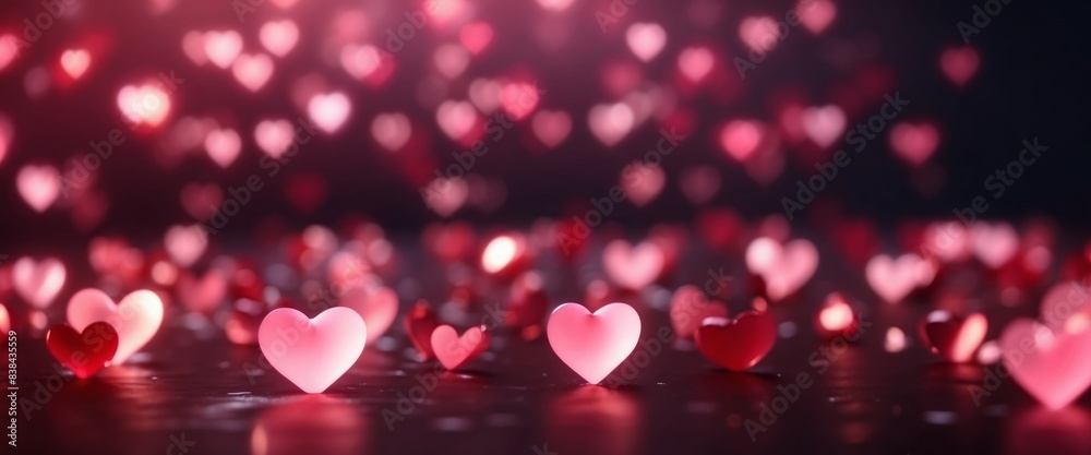 Abstract background made of luminous heart shaped figures Valentine's day concept.