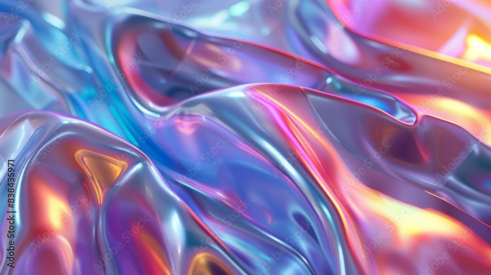 Fototapeta premium Vibrant abstract liquid background with iridescent colors creating a mesmerizing and dynamic visual effect.