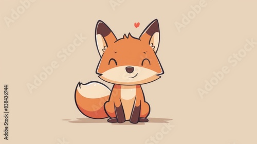 A cartoon fox sitting on a beige background with heart eyes, AI