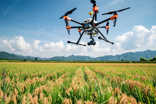Drone Monitoring Genetically Modified Rice Paddy for Precision Farming in Scenic Countryside